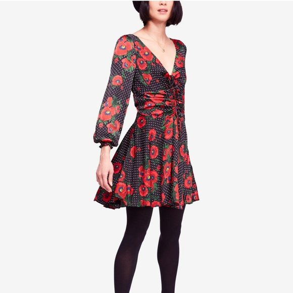 Free People | Morning Light Long Sleeve Mini Dress | Black | SOLD - Picture 1 of 3